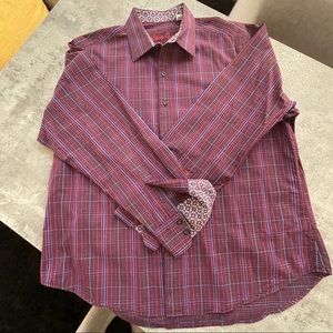2XL ROBERT GRAHAM textured berry plaid shirt